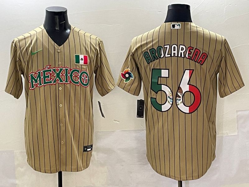 Men Mexico #56 Arozarena Brown Stripe Joint Name 2025 Nike MLB Jersey style 15->more jerseys->MLB Jersey